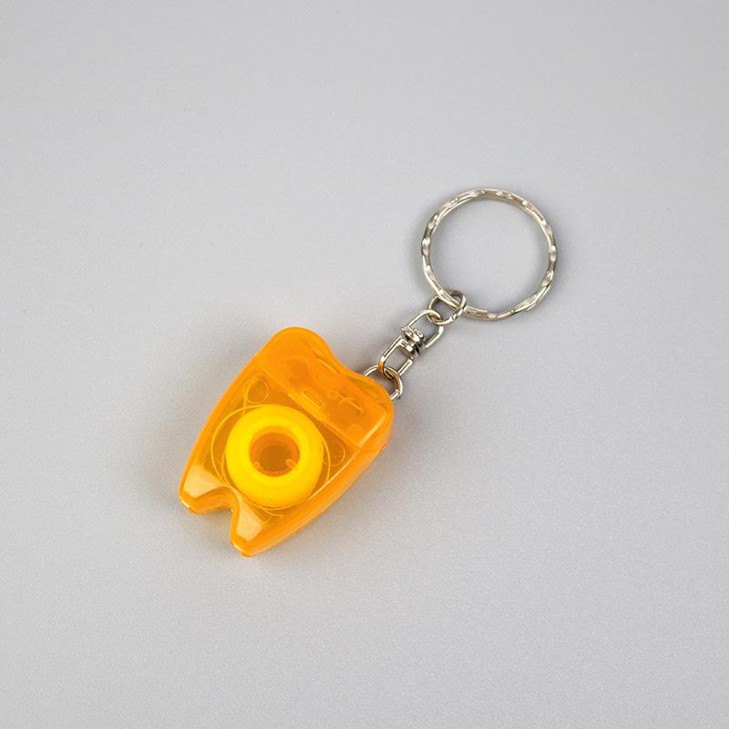 50pcs Dental Floss Tooth Keychain Portable Floss Roll Tooth-Shaped Key Chain Teeth Care Oral Clean Tool