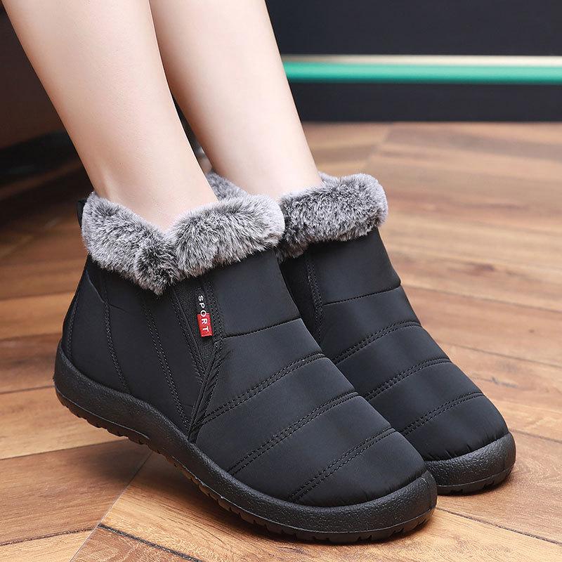 Женские зимние теплые ботинки для снега, легкие ботильоны с подкладкой из искусственного меха, повседневные нескользящие водонепроницаемые короткие ботинки с подкладкой из флиса, обувь для женщин