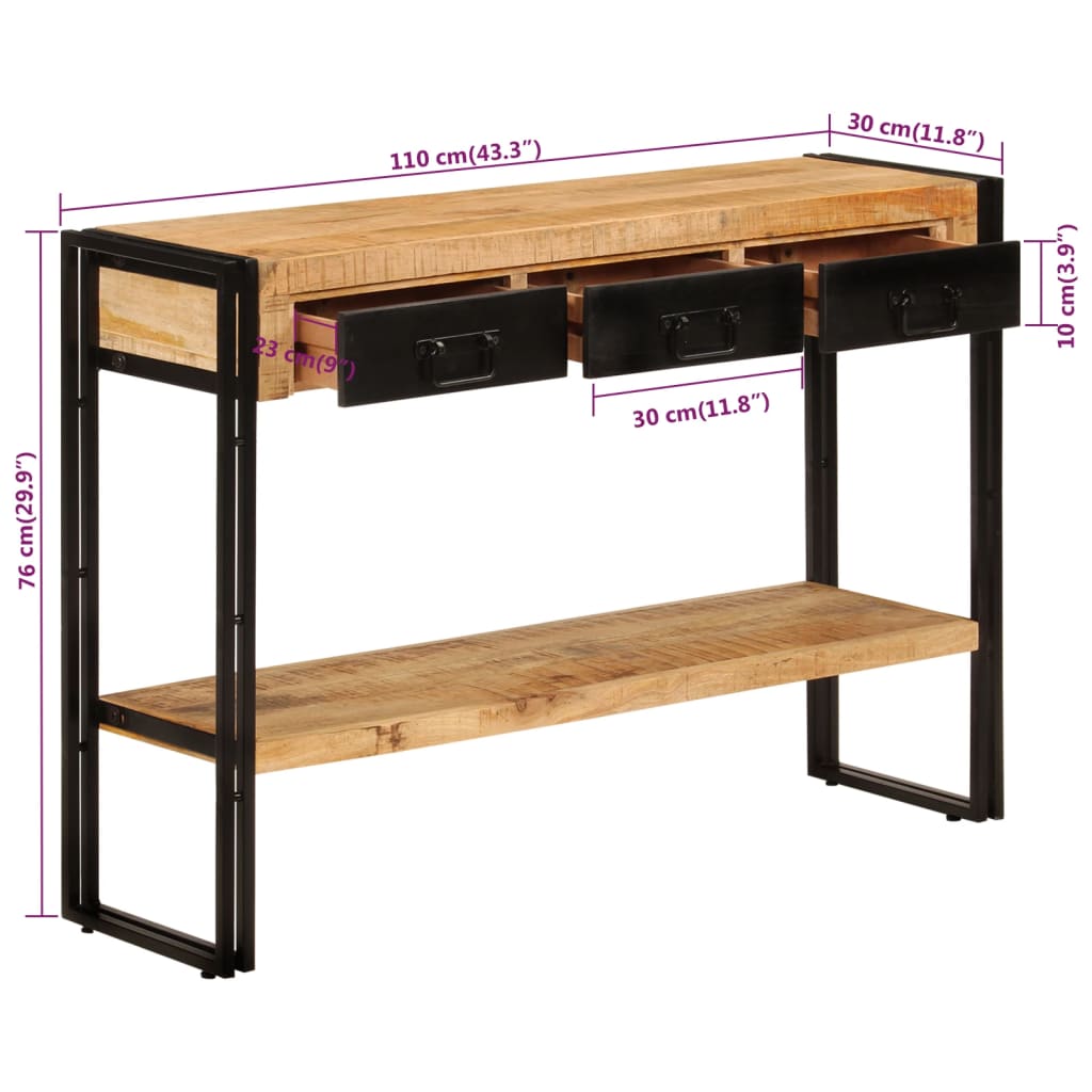 Console Table 110x30x76 cm Solid Mango Wood