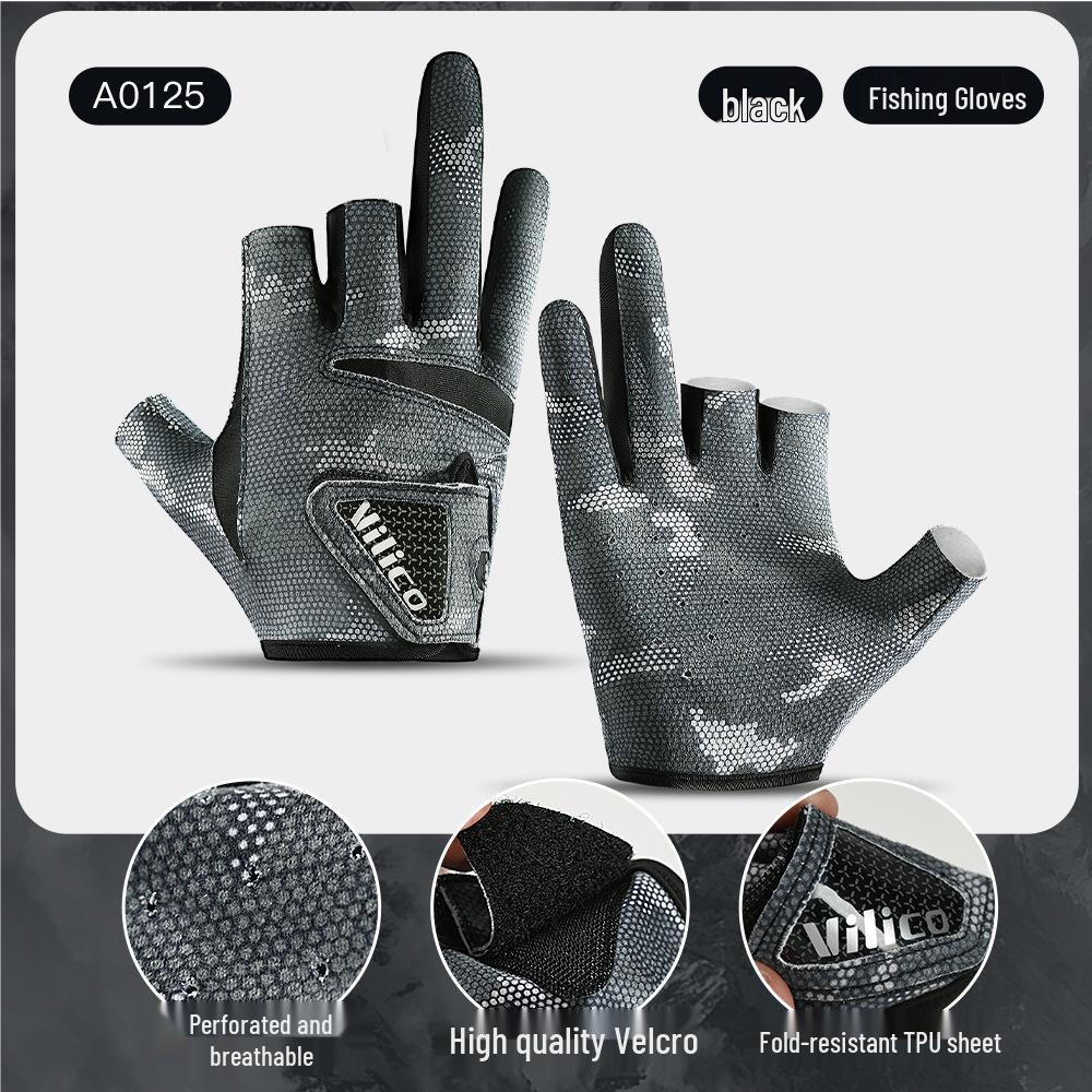 Summer Thin Breathable Three-Finger Fishing Gloves - Anti-slip, Professional Lure Design