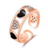 Fashion Ladies Crystal Love Heart Adjustable Open Rings Jewelry