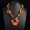 Богемное ожерелье из бусин сандалового дерева, этнический кулон с драгоценным камнем, геометрическое эффектное многослойное длинное ожерелье, ретро-украшение Y2K для женщин