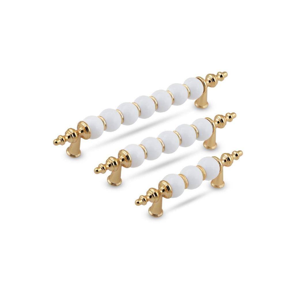 Золотые мебельные ручки для ящиков шкафа с бусинами толщиной 128 мм