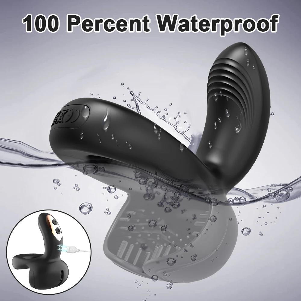 Пульт дистанционного управления Кольцо для члена для мужчин Вибратор для пениса Задержка эякуляции Стимулятор мошонки промежности Массаж Секс-игрушка для пар