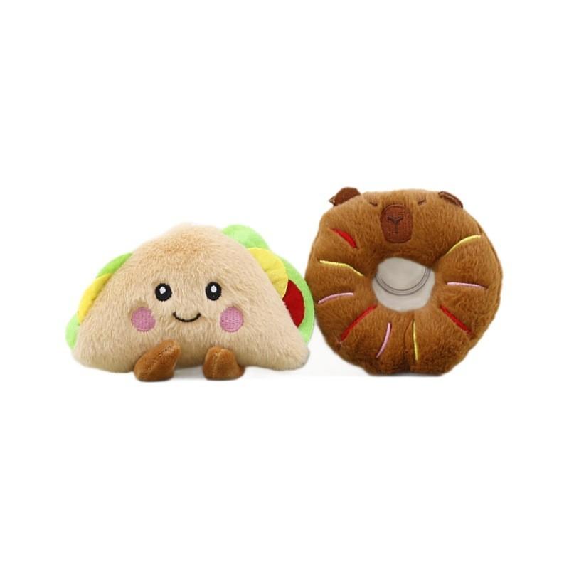 Capybara Soft Plush Keychain With Sandwich And Donut Shapes For Gift Giving