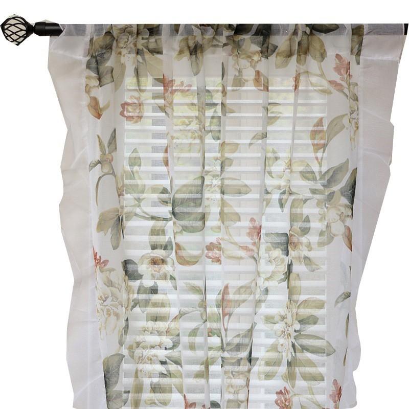 Rustic American Farmhouse Sheer Curtain Panel With Crochet Lace Trim Living Room Balcony Bedroom Window Treatment