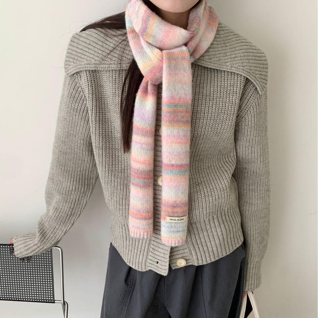 Autumn and Winter Scarf Women's Plaid Wool Blended Long Student Versatile Shawl Thickened Warm Scarf