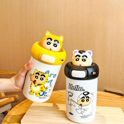 Crayon Small New Термос-чашка для студентов мужского и женского пола, новая, высокого уровня, студенческая кружка для воды, детская кружка из нержавеющей стали с трубочкой