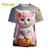 Детская футболка Милые футболки с графикой кошек Футболки с коротким рукавом Одежда для девочек Круглый вырез Детская одежда Мода Лето Детский топ