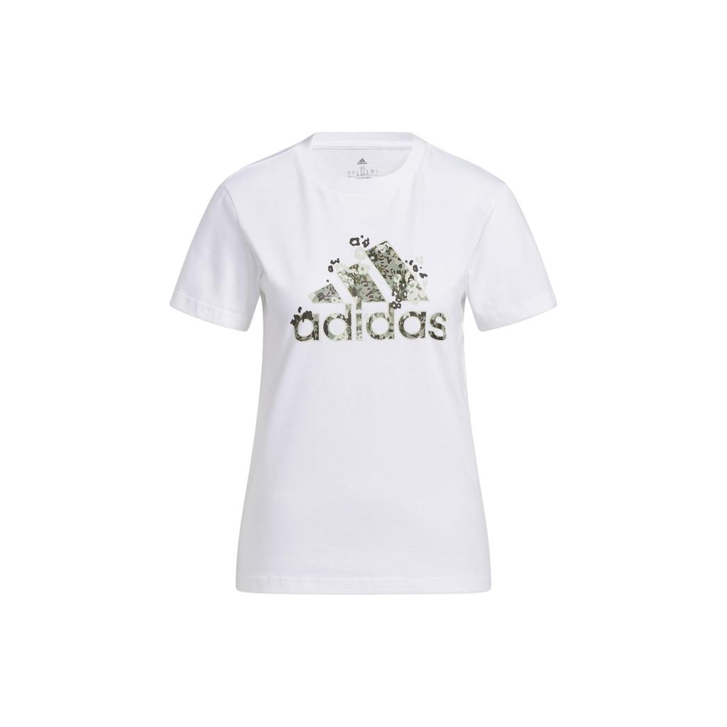 Adidas Футболка с круглым вырезом и принтом букв, облегающая, прямая, с коротким рукавом, женские топы, белые H52233