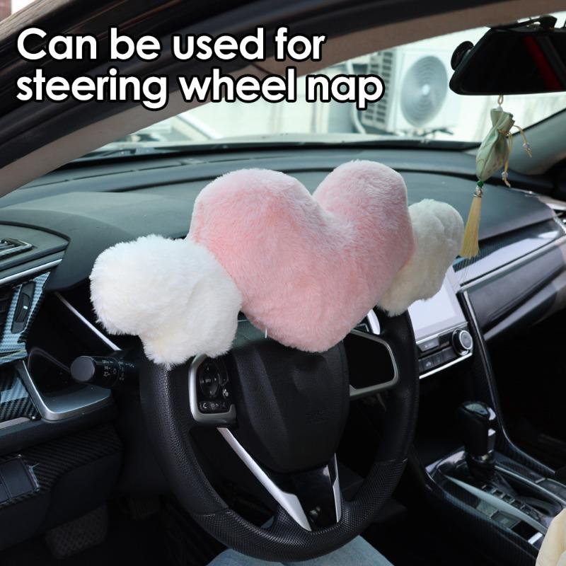 Подголовник для автомобиля из хлопка, плюшевая подушка для шеи с крыльями, уменьшающая усталость во время вождения, декоративные аксессуары в форме сердца для салона автомобиля