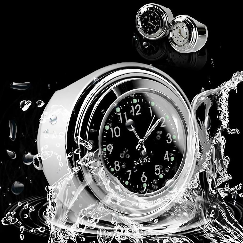 Motorcycle Quartz Clock 7 8 Inch Waterproof Chrome Handlebar Mount Watch Aluminum Luminous
