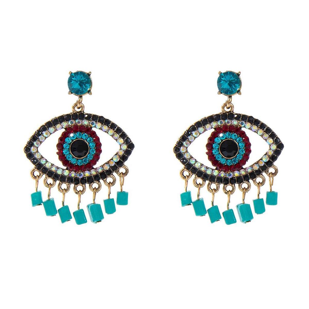 Devil's Eye Drip Oil Alloy Earrings: Trendsetting European & American Street Style