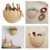 Decorative Scalloped Wicker Wall Basket Space Saving Natural Rattan Hanging Storage Organizer for Home Decoration