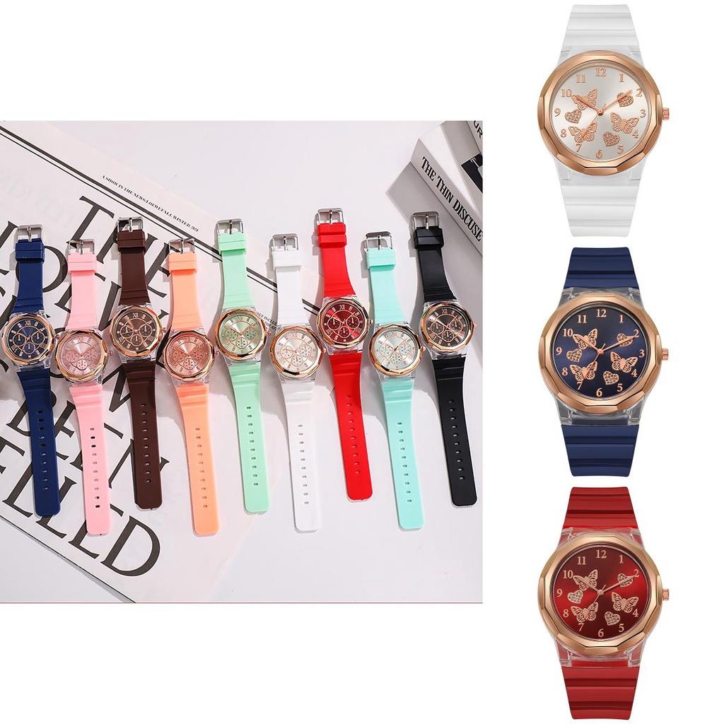 Новые Модные Студенческие Желейные Часы Для Женщин Модные Силиконовые Кварцевые Часы с Бабочкой Оптом От Производителя