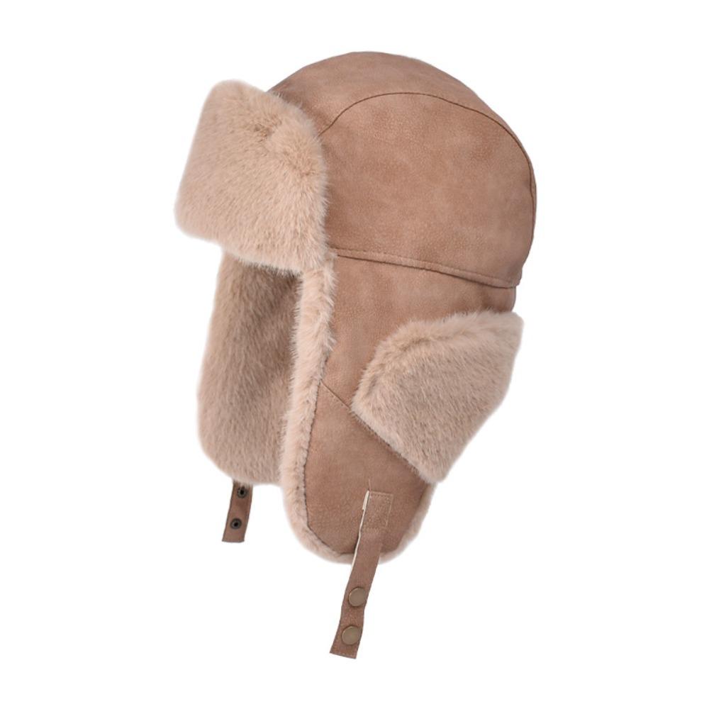 Thickened Ear Protection Hat Windproof Ski Pullover Cap Casual Faux Fur Pilot Cap  Winter