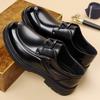 Fashion Round Toe Leather Loafers Men Classic Trend Man Casual Shoes Casual Leather Mle Oxford Shoes Thick Bottom Walking Shoes Slip-On