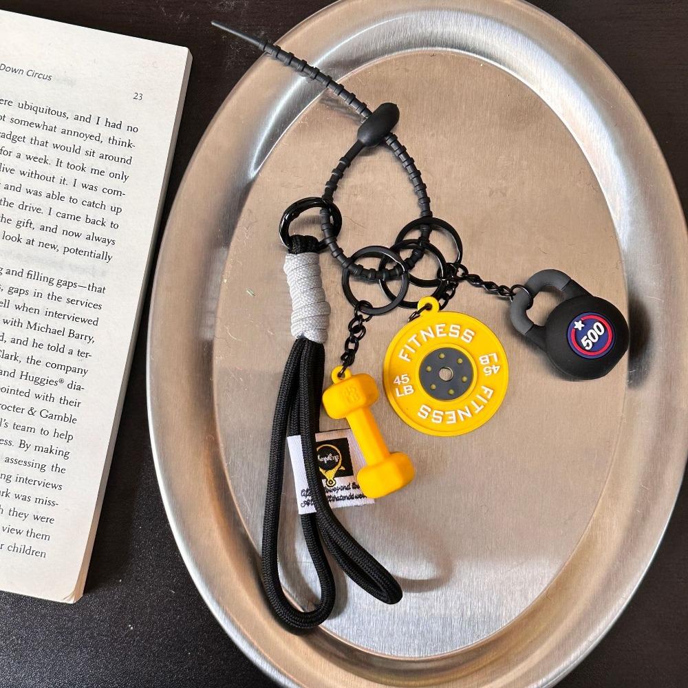 Hand-Woven Gym Lover Key chain Mini Dumbbell Nylon Rope Pendant Fitness Keychain Small Gifts