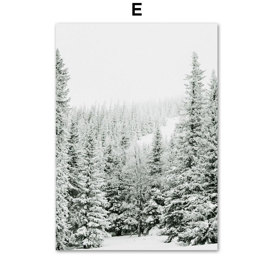 Зимний пейзаж, снег, сосновый лес, дом, олень, лиса, плакат на скандинавскую тему, настенный художественный принт, холст, картина, настенная картина для декора гостиной