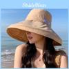 Summer Wide Brim Sunhat For Women Polyester Sun Protection Outdoor Beach Fashion Accessory