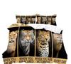 3PCS Lion King & Queen Bedding Set African Safari Animal Black Bedding Comforter Cover Bedroom Decor for Couples Full Size