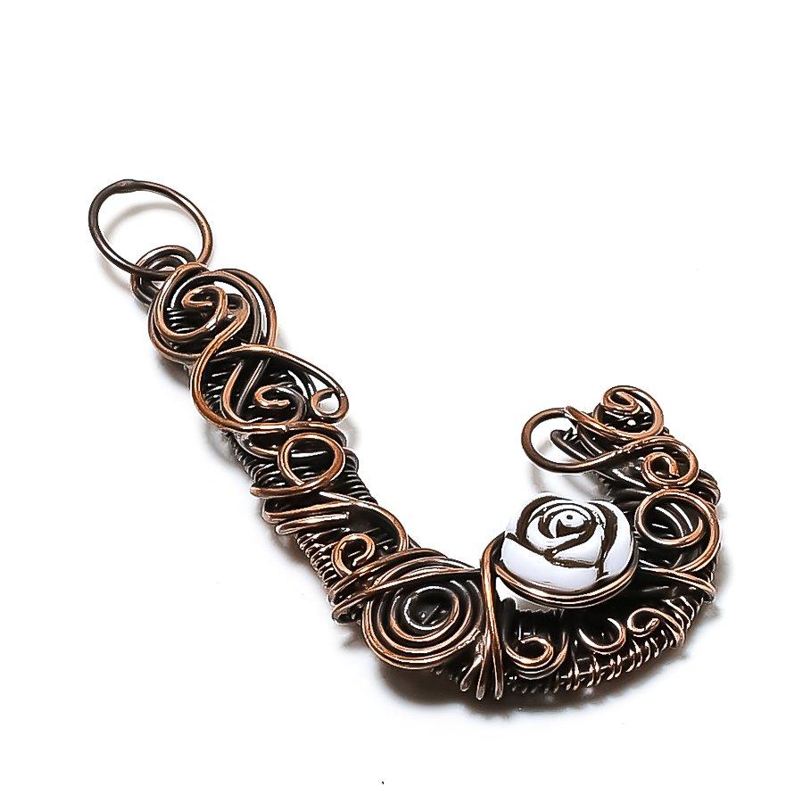 J Look Gemstone Copper Wire Wrap Jewelry Pendant 2.76"