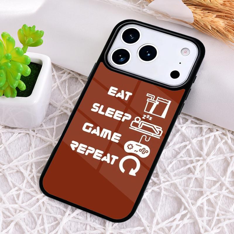 Eat Sleep Game Repeat Gamer Phone Case for iPhone 17 Air 16 15 11 12 14 13 Pro Max Shockproof Cover