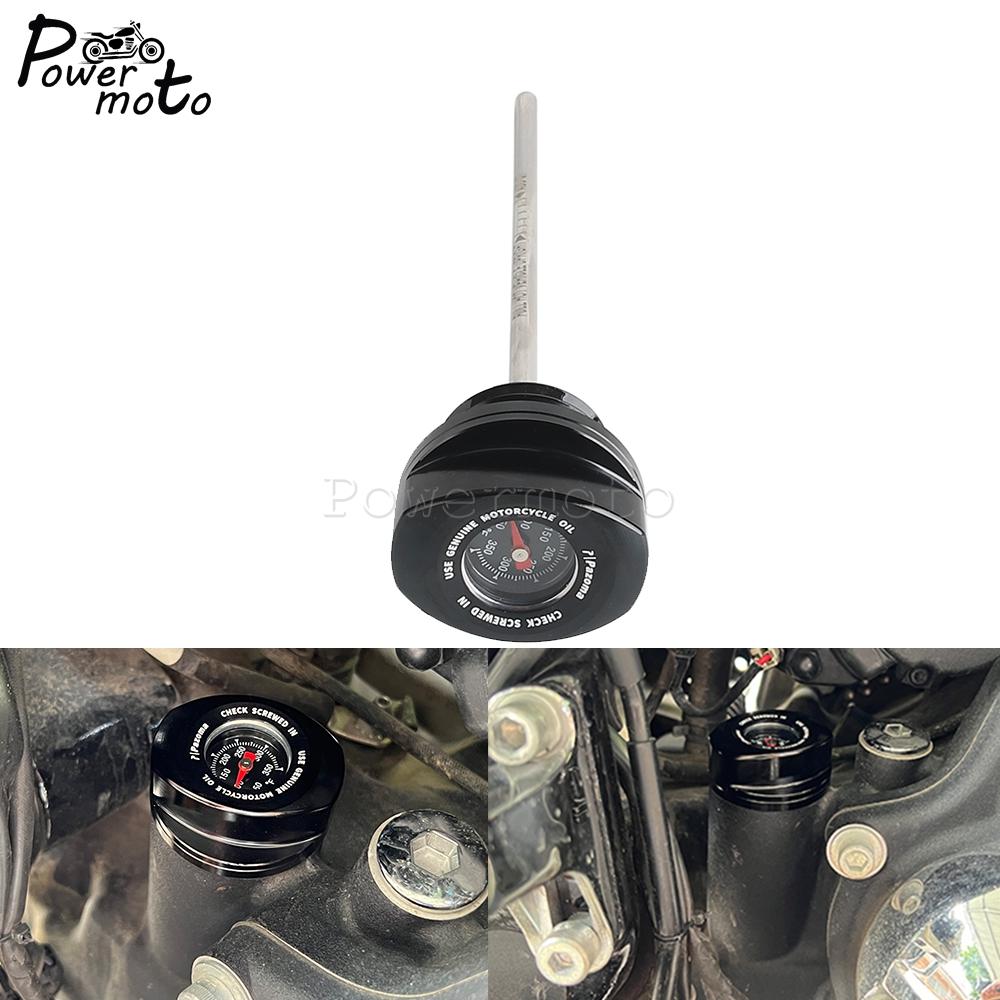 Motorcycle Engine Oil Dipstick W/ Plug Oil Temperature Gauges For Harley Touring Electra Glide FLH FLHFB FLHT P K KL CU 2017-24