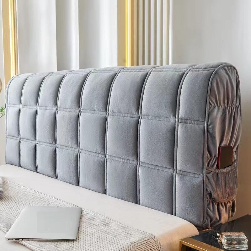 Роскошный супермягкий плюшевый стеганый чехол на голову кровати, универсальный бархатный защитный чехол на спинку кровати, утолщенный стеганый чехол на изголовье кровати