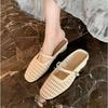 Fashionable Slippers, Women's Hollow Toe Half-slippers, 2025 Summer New Square-toed Low-heel Comfortable Women's Shoes