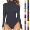 Women's One-piece T-shirt Slim Long Sleeve Half High Neck Solid Color Jumpsuit Top