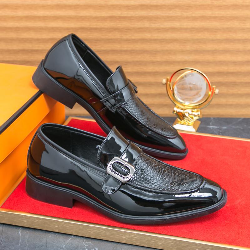 Модные лоферы мужские лакированная кожа модная пряжка кожаная обувь на одну ногу деловая классическая формальная обувь мужская обувь размеры 38-46