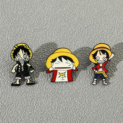 Японский металлический значок ONE PIECE Морской Король Луффи Персонаж Сплав Масляная капля Брошь Аксессуары Булавка Декорация