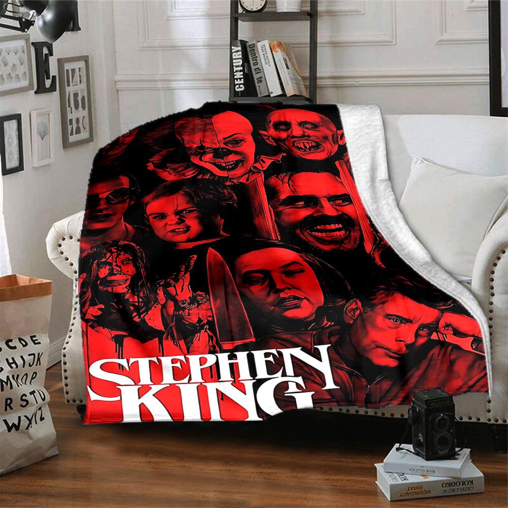 Stephen Horror Icons Flannel Blanket Super Soft Warm Cozy Blanket For Sofa Bed Office Travel Allseason Home Decor Gift