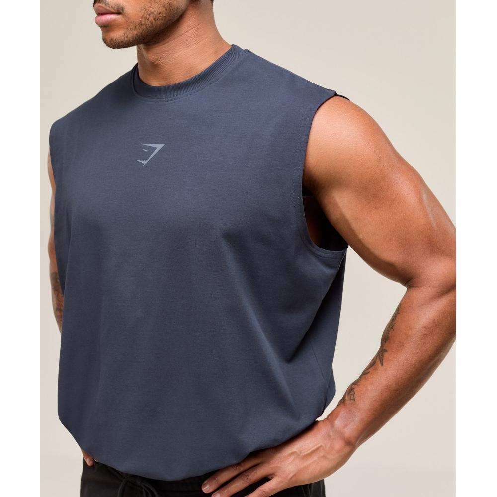 Gymshark Отключение питания Танк Тяжелый Синий A2c9m Uctn