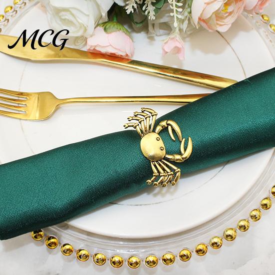 Fade Resistant Napkin Rings Crab Ring, Reusable Metal Holder, Coastal Sea Life Holder for Summer Gatherings Beach House Parties Wedding Decor