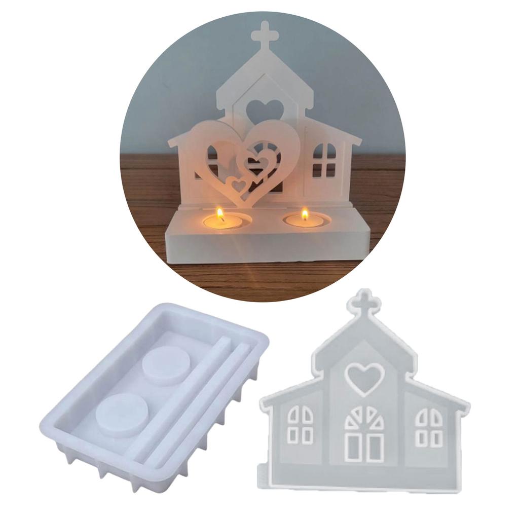 Love House Candlesticks Resins Moulds DIY House Candle Holder Silicone Molds Castings Moulds for Table Home Decorations