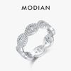 MODIAN Серебро 925 Прозрачный Цирконий Искрящееся Геометрическое Кольцо Вечность Штабелируемые Кольца Для Женщин Изящные Праздничные Украшения Подарок