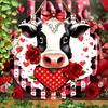 Wooden Charming Wooden Cow & Heart Wreath Sign - Perfect for Valentine's Day, for Door, Wall, Home, Room, Farmhouse, Street, Shop, Garage, Bar, Garden