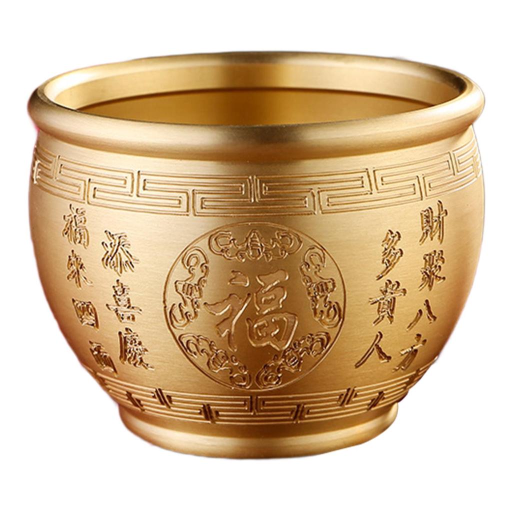Chinese Treasure Bowl Cornucopia Bowl Brass Ornament Collectible Gift Feng Shui Decor Money Drawing Bowl for Living Room Desk