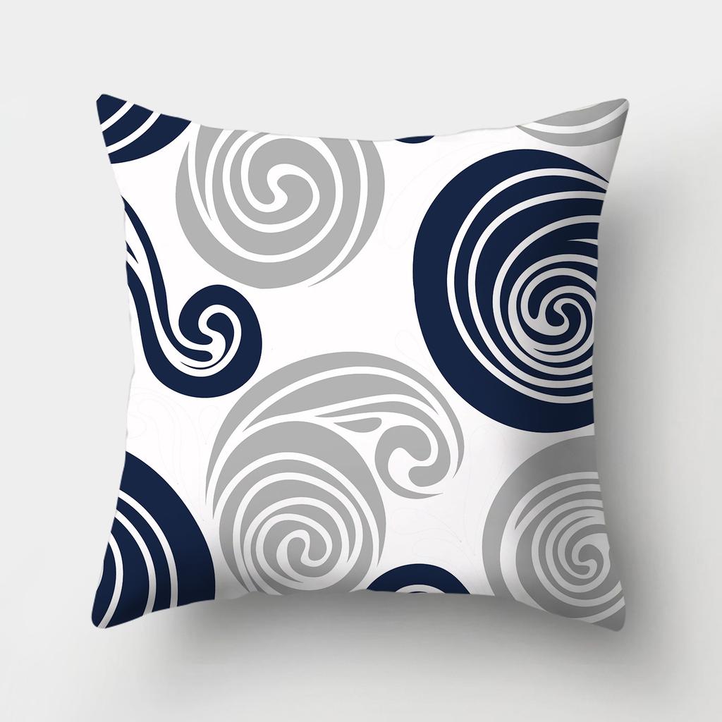 Blue Pattern Decorative Cushion Cover Stripe Geometric Pillow Case For Car Sofa Decor Pillowcase Home Throw Pillow Cover 45X45CM