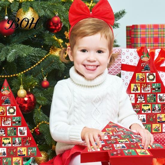 Unique Holiday Gift Containers Christmas Tree Advent Calendar Box, DIY Surprising Shaped Paper Hole Punch Children Present Container Fillable