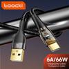 Toocki 6A 66W USB Type C Cable Wire for Samsung Huawei Xiaomi Poco F3 Mobile Phone Fast Charging Cable Type C Cord Data USB C