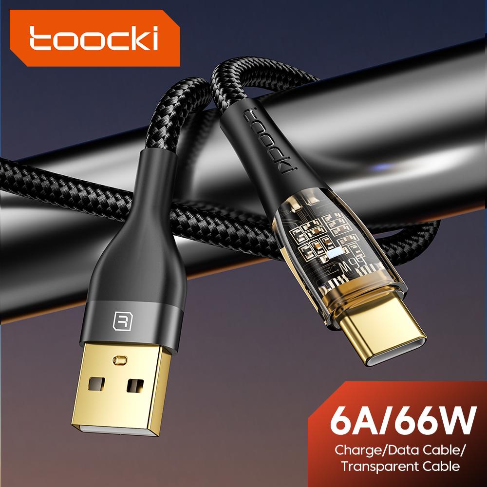 Toocki 6A 66W USB Type C Cable Wire for Samsung Huawei Xiaomi Poco F3 Mobile Phone Fast Charging Cable Type C Cord Data USB C