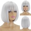 LISI HAIR Короткий парик Боб с челкой для женщин Синтетические парики Боб Черный парик для вечеринки Ежедневное использование Длина до плеч Косплей Красочный парик