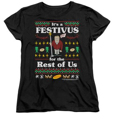 Женская футболка Seinfeld Festive Festivus Черная Официально лицензированная
