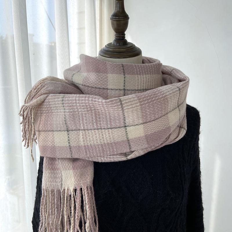 Women Scarf Winter Warm Plaid Shawl Unisex Women's Tassel Pashmina Ladies Cashmere Wrap Female Luxury Stoles Male Thick Neckerchief