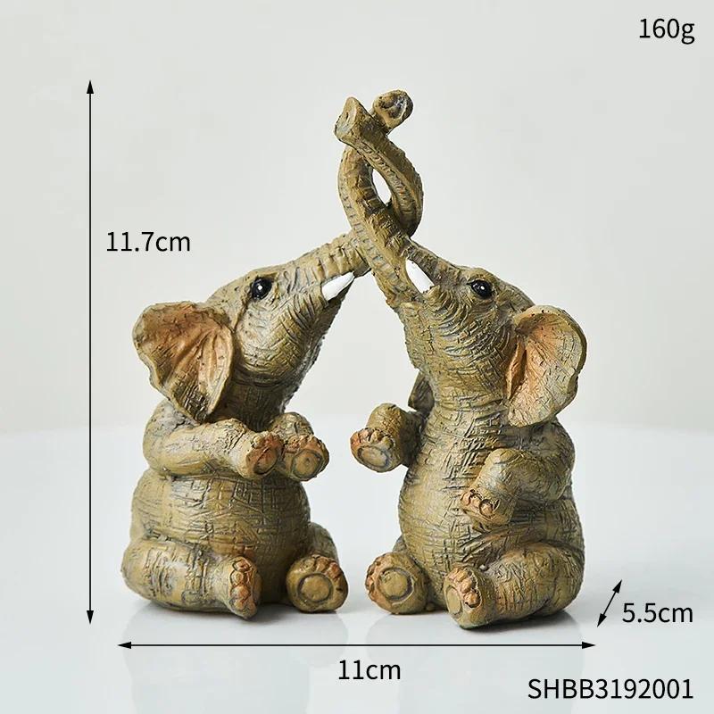 Artistic Resin Elephant Sculpture Ornaments Animals Crafts Modern Style Home Table Accessories TV Cabinet Decor Wedding Gift