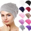 1Pc Turban Stretch Hat Plain Hair Loss Head Scarf Cancer Chemo Women Wrap Cap Muslim Polyester