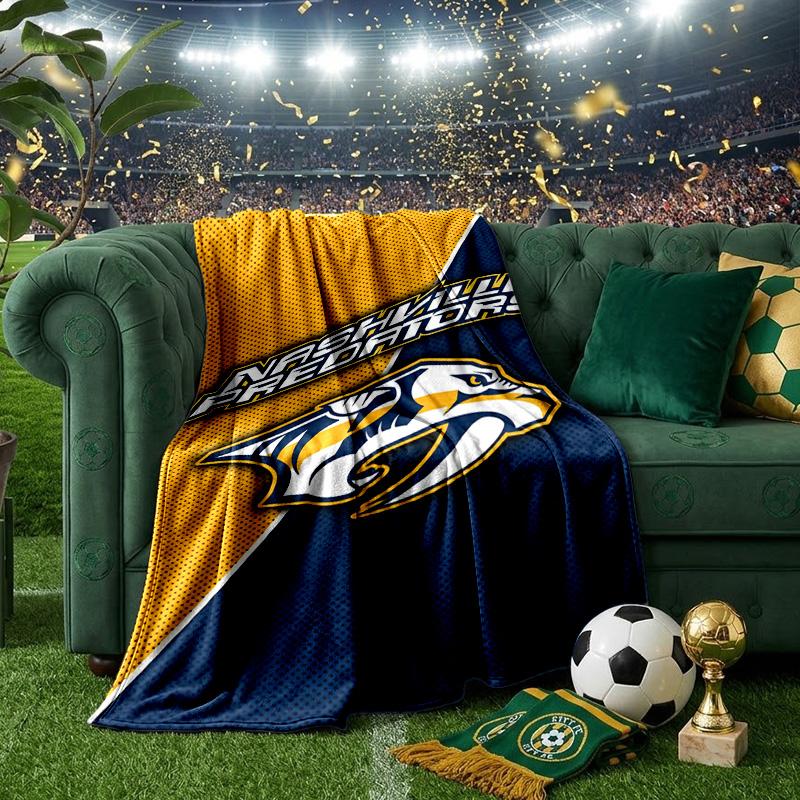 Nashville Hockey Team Throws Blanket Flannel Blankets Plush for Couch Bed Gifts for Men Women Travel picnic blanket Christmas fan gifts
